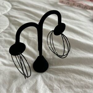 Pair of Black Enamel Pierced Earrings